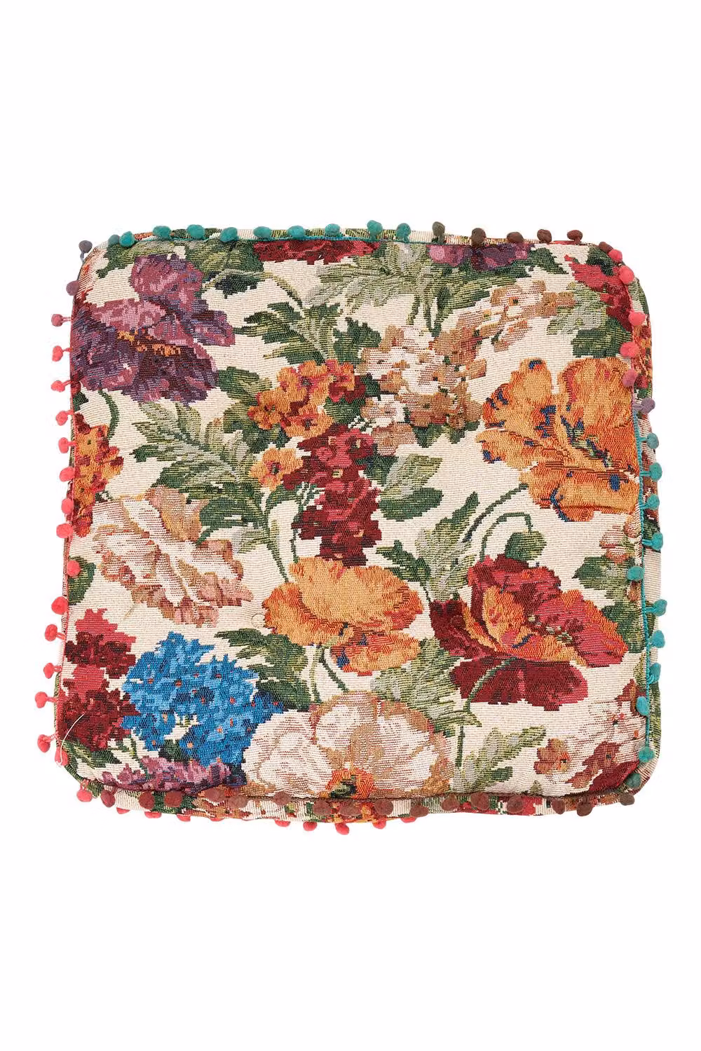 Living and Home Bohemian Floral Tassel-Trimmed Square Throw Cushion in Multicolour – 3