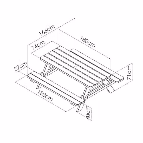 Forest Style Matisse Picnic Table in Brown, W/D/H: 165 x 180 x 70 cm – 2