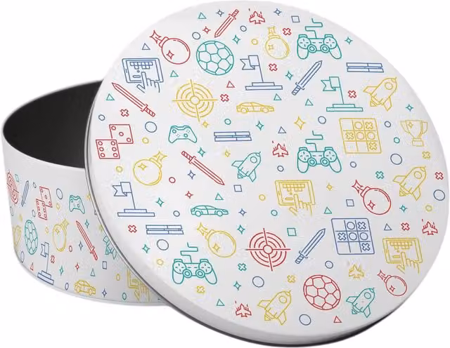 Purely Home Gaming Icons Small Round Cake Tin, Multicoloured