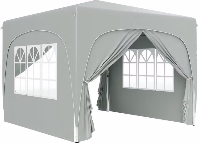 Outsunny Pop-Up Gazebo Shelter with Accessories, Light Grey, W/D/H: 300 x 300 x 273 cm