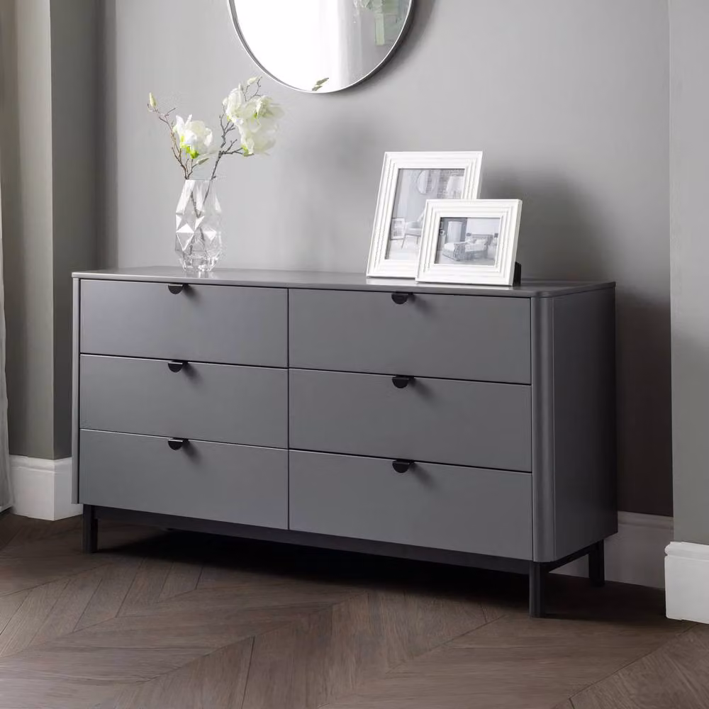 Cheshire Premium Nova 6 Drawer Wide Chest in Storm Grey and Black – 2