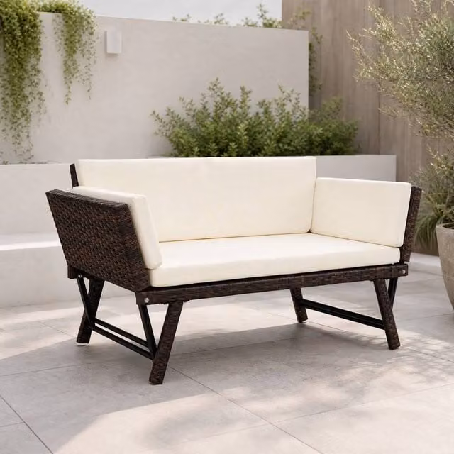 STILVORA Modern Day Bed with Cushions and Black Steel Frame