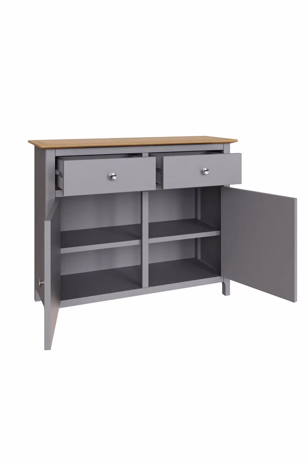 FWStyle Modern Oak Sideboard with 2 Doors and 2 Drawers in Grey – 2