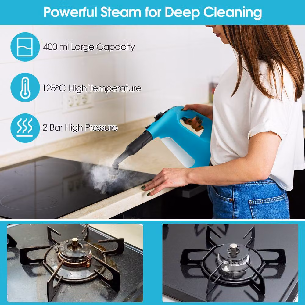 Costway Handheld Multi-Surface Steam Cleaner with Safety Lock in Blue – 5
