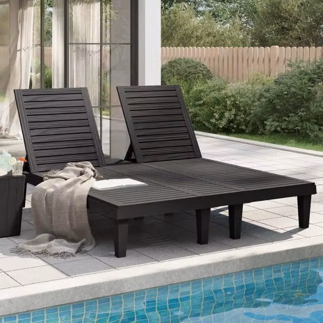 Berkfield Home Double Sun Lounger in Black, W/D/H: 155 x 138 x 83 cm – 1