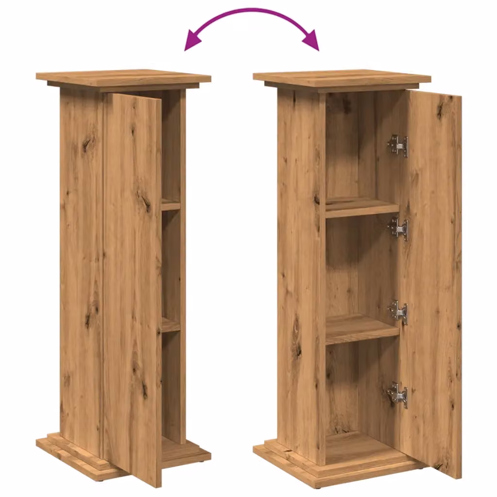 Berkfield Home Artisan Oak Display Stand with Storage in Brown, W/D/H: 31 x 30 x 90 cm – 2