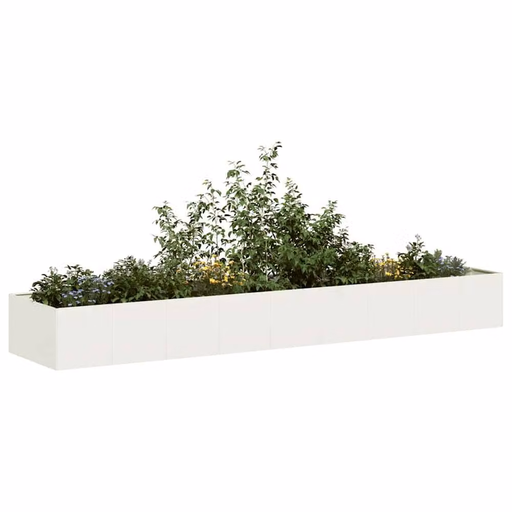 Berkfield Home White Steel Planter W: 360 cm, D: 80 cm, H: 40 cm – 2
