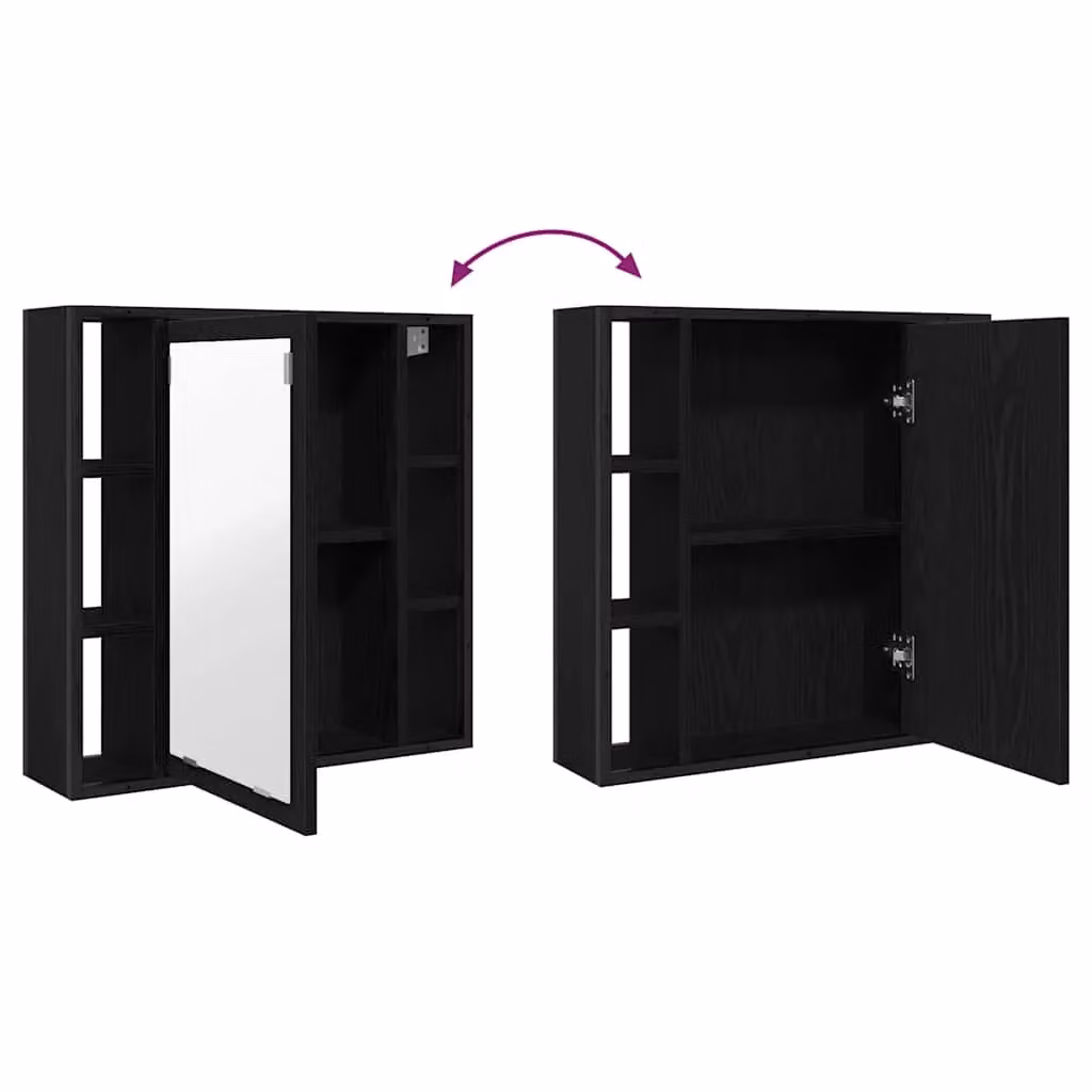 Berkfield Home Black Oak Bathroom Mirror Cabinet, W/D/H: 60 x 16 x 60 cm – 6