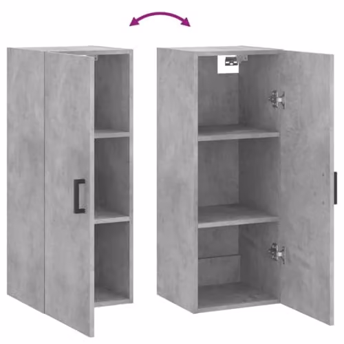 vidaXL Wall Mounted Cabinet in Grey with Hinged Doors, W/D/H: 34.5 x 34.0 x 90.0 cm – 3