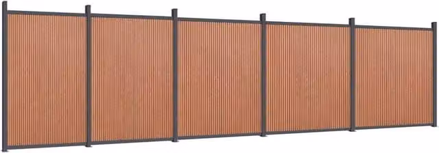 Berkfield Home Brown WPC and Aluminium Opaque Fence Panel, W: 872 cm, H: 186 cm – 1