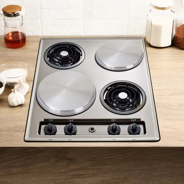 Livingandhome Set of 4 Stainless Steel Hob Covers in Silver