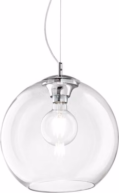 Nemo Lighting Globe Suspended Ceiling Pendant in Transparent Glass and Chrome, Diameter: 40 cm