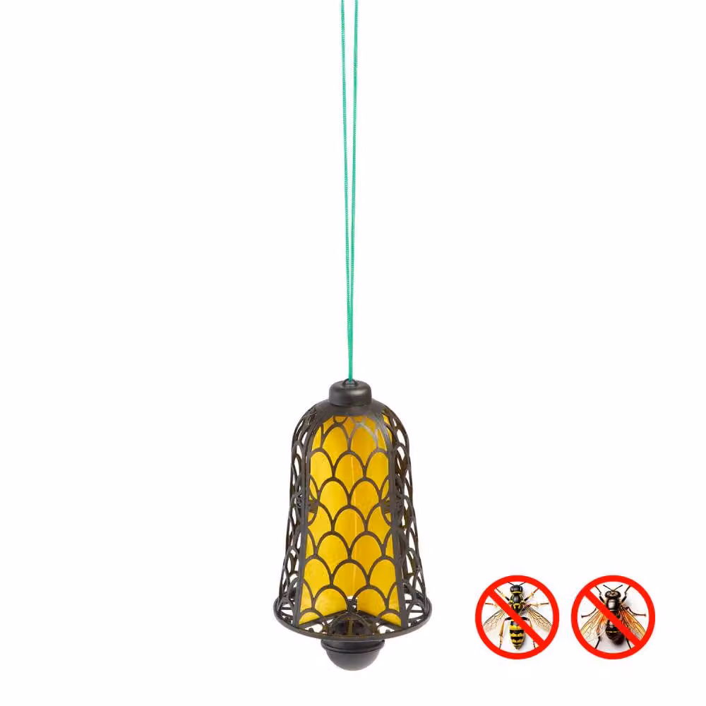 Pest Reach Outdoor Wasp and Fly Trap Lantern with Sticky Pads, Black and Yellow, H: 21 cm – 2