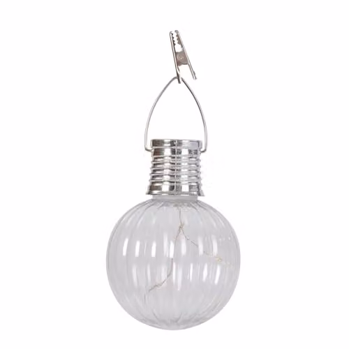 Set of 4 Solar Powered Hanging Orb Lights with Firefly Effect in Transparent Glass, Warm White, H11 x 8cm Diameter – 3