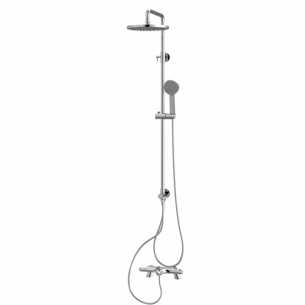 Nes Home Exposed Shower Set with 3 Mode Handset and Thermostatic Bath Filler, Chrome/Silver, H x W: 150 x 20 cm – 2