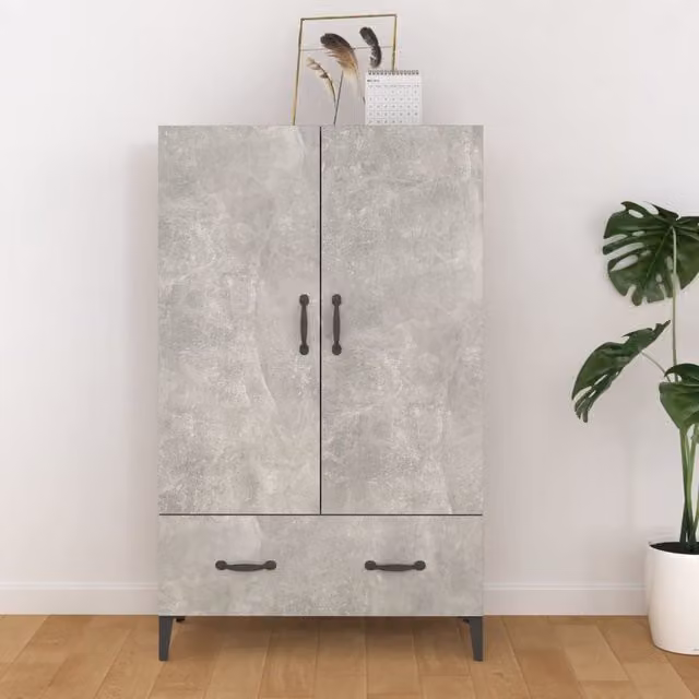 Berkfield Home Modern Highboard in Concrete Grey, W/D/H: 70 x 31 x 115 cm