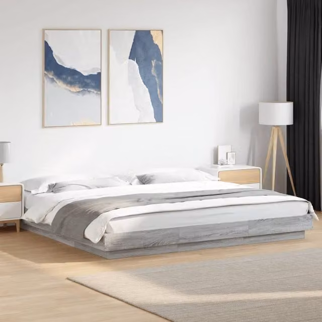 Berkfield Home Sonoma Super King Bed Frame in Grey, W/D/H: 180 x 200 cm