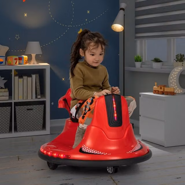 Costway Red Electric Ride On Kids Bumper Car with Light and Sound and Rechargeable Battery