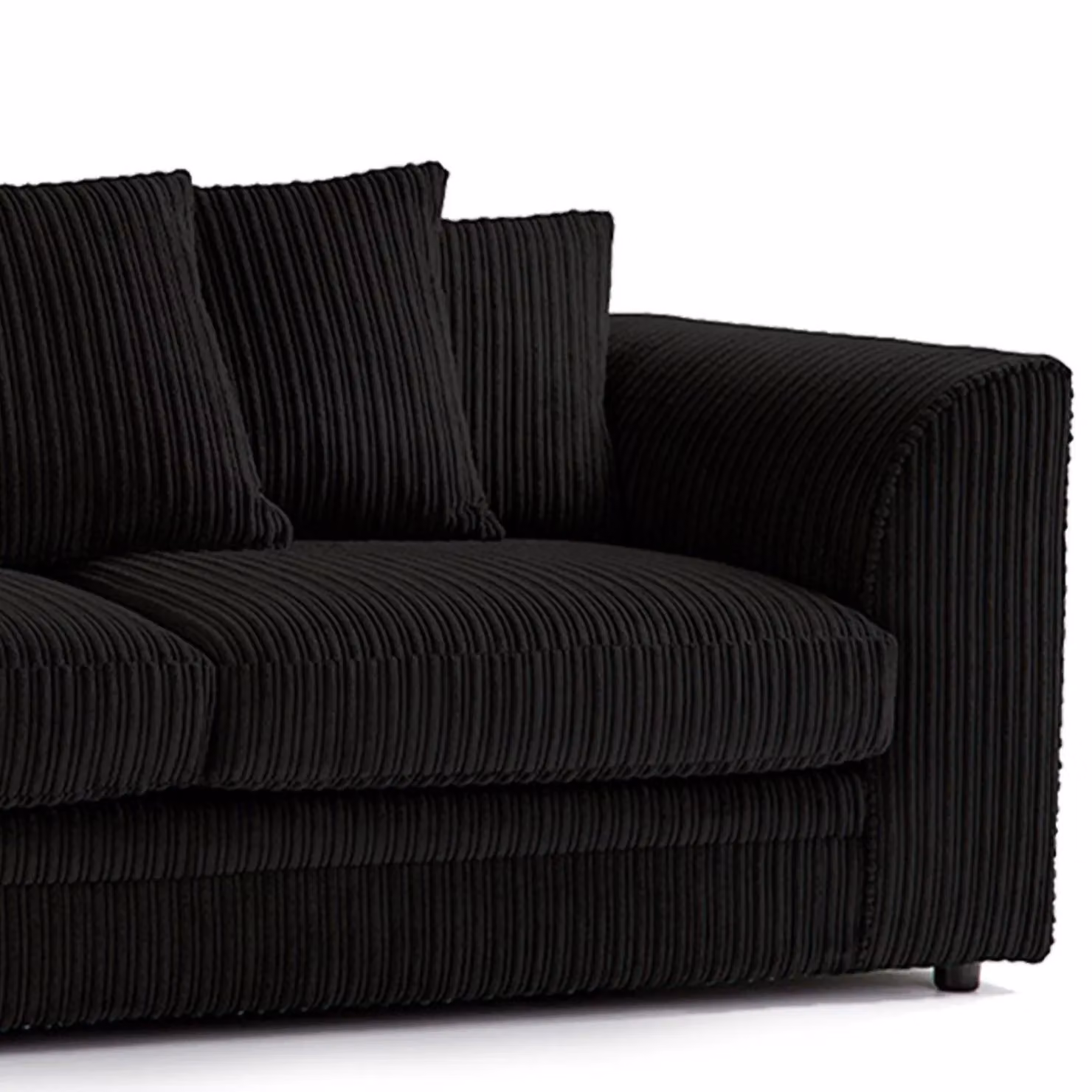 Luxor Living Black Luxor Jumbo Cord Fabric 3 Seater Sofa – 2