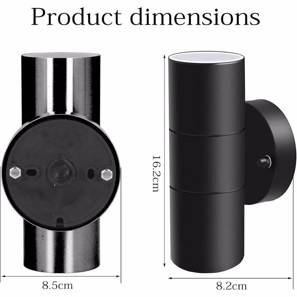 FLAVORA Black Stainless Steel Up Down GU10 Wall Light for Garden and Outdoor Use – 2