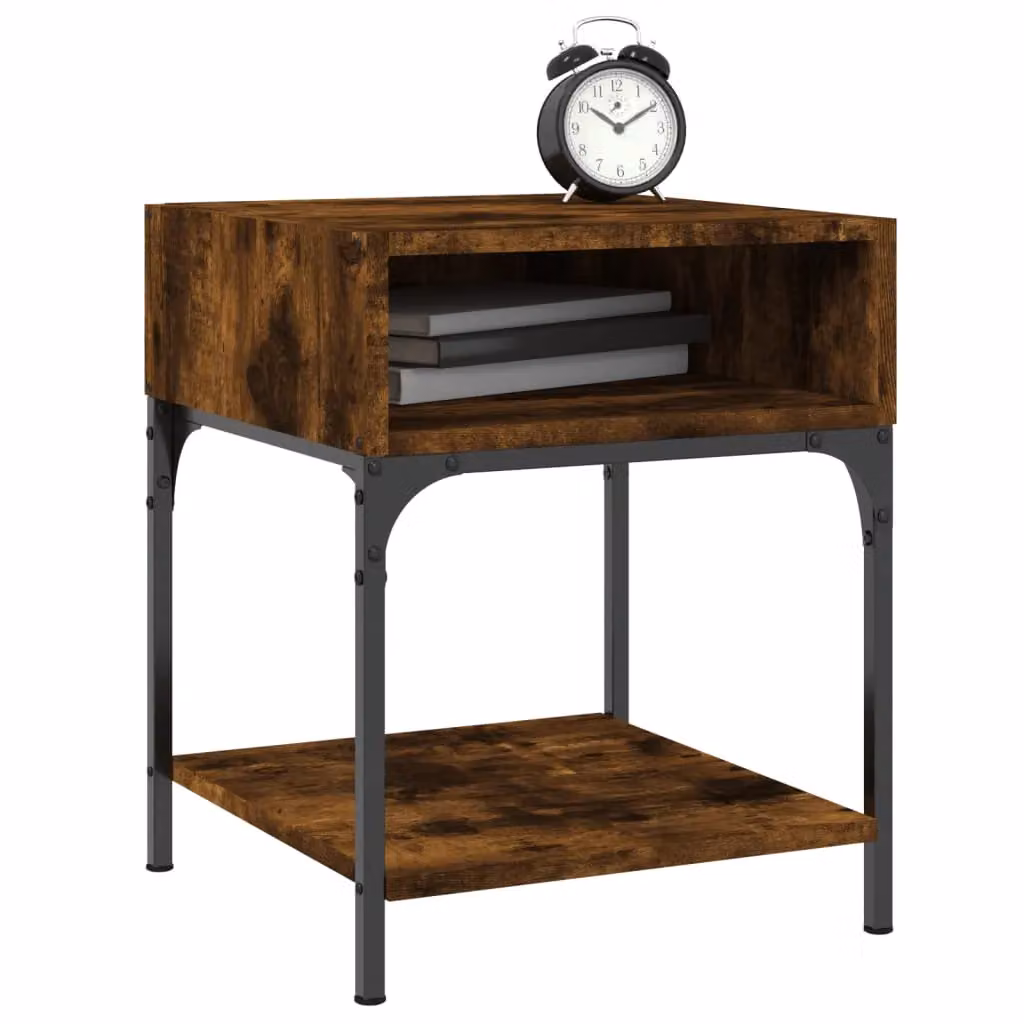 Berkfield Home Set of 2 Smoked Oak Bedside Tables in Brown, W: 40 cm, D: 41 cm, H: 50 cm – 2