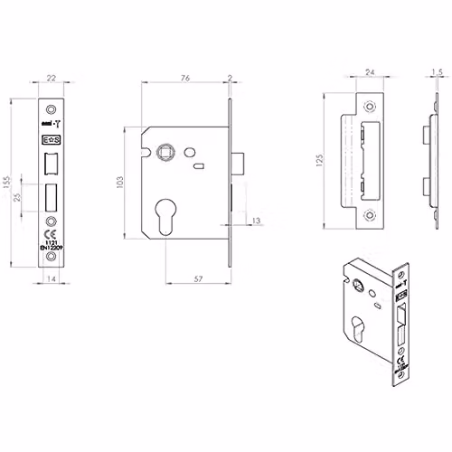 Loops 76mm Contract Euro Profile Sashlock with Square Forend in Satin Nickel – 2