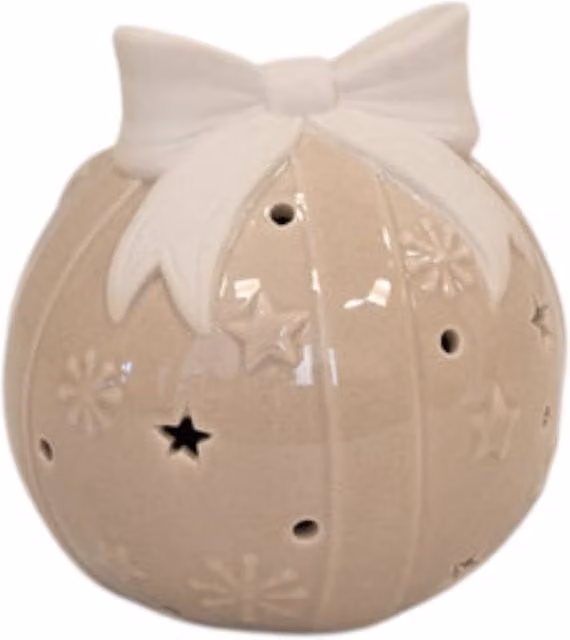 Four Candle Beige Ceramic LED Bauble Christmas Decoration