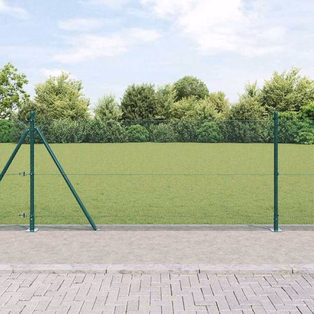 Berkfield Home Green Welded Wire Fence with 13 Flanged Posts, Steel, 0.8 x 100 m – 2