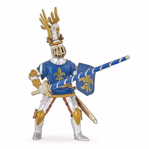 Papo Blue Fleur-de-Lys Knight Figurine from the Medieval Collection