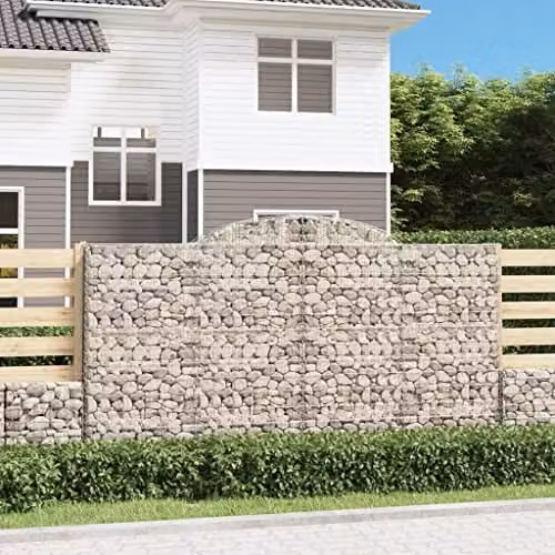 vidaXL Arched Gabion Baskets, 4 Pieces, Silver Galvanised Steel, W: 300 cm, D: 50 cm, H: 160-180 cm – 2