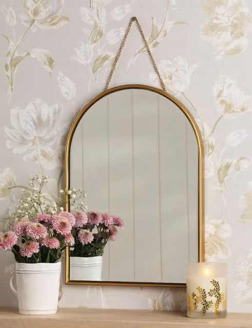 Laura Ashley Roughton Small Arch Hanging Wall Mirror in Gold