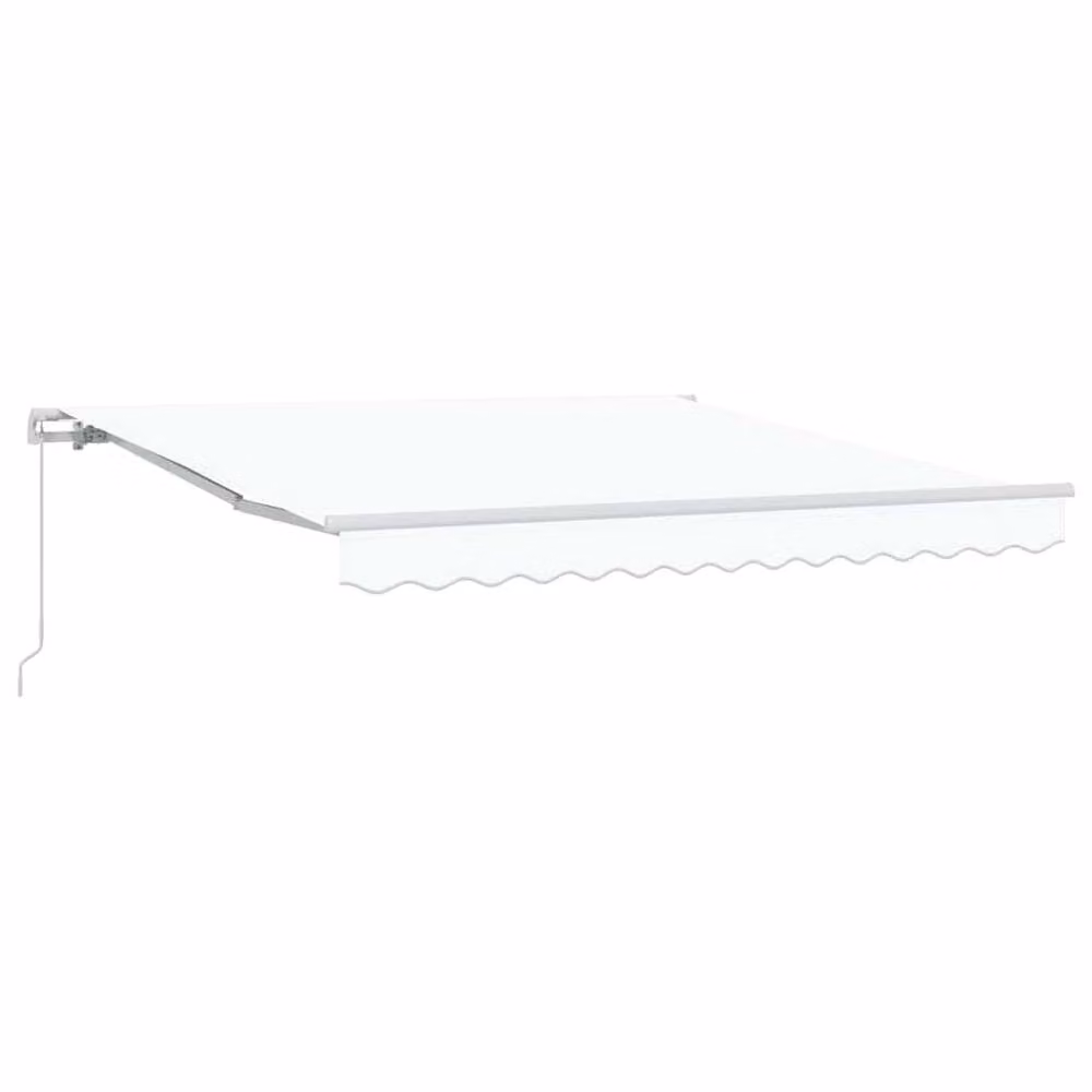 Berkfield Home Manual Retractable Folding Arm Awning in White, W: 350 cm, D: 250 cm – 3