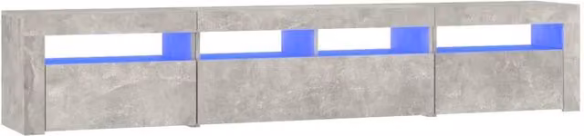 Berkfield Home Modern TV Cabinet with LED Lights in Concrete Grey, W: 210 cm, D: 40 cm, H: 35 cm