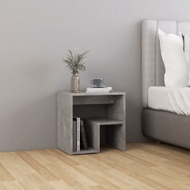 Berkfield Home Bed Cabinet in Concrete Grey, W/D/H: 40 x 30 x 40 cm