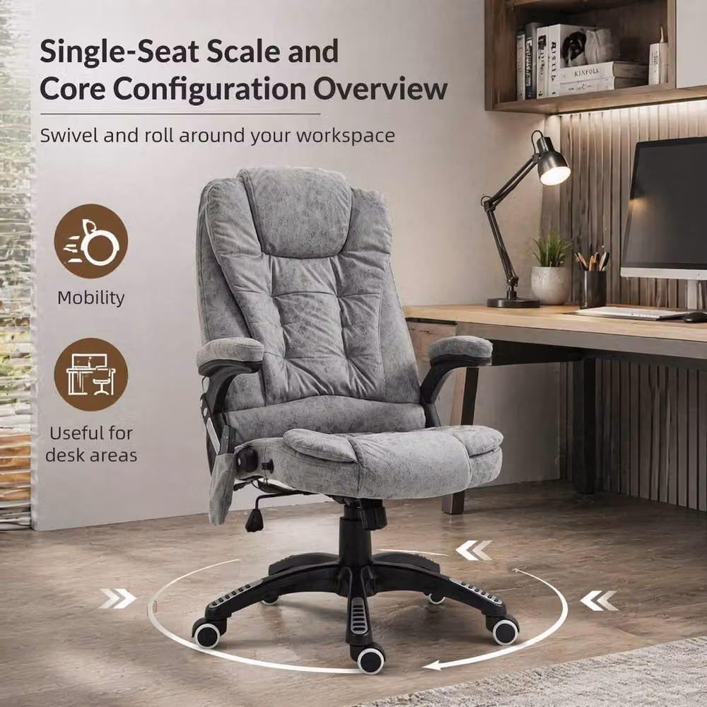 STILVORA Grey Massage Recliner Executive Office Chair with Heating and Headrest – 7