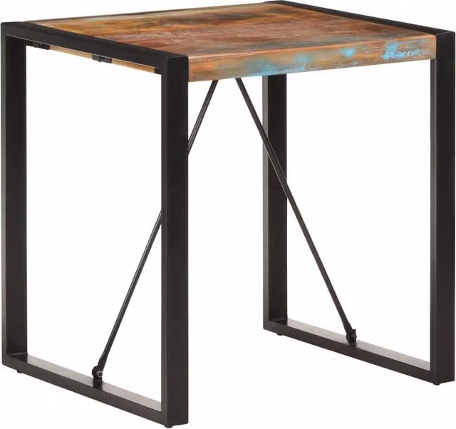 Berkfield Home Industrial Square Dining Table in Black Solid Reclaimed Wood W/D/H: 70 x 70 x 75 cm – 1