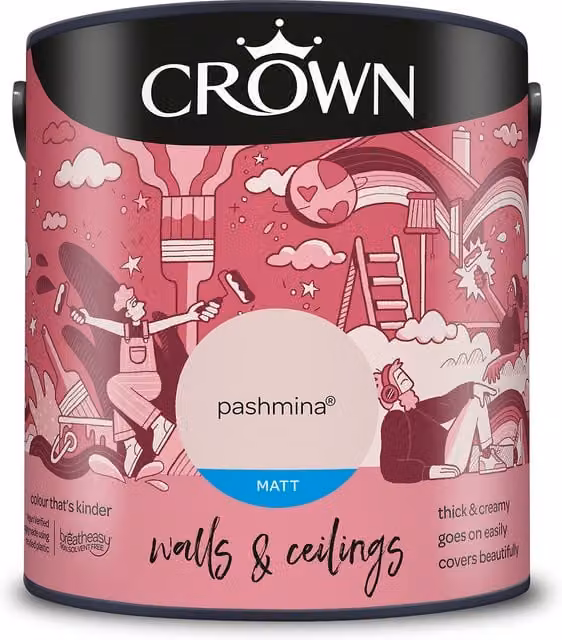 Crown Matt Breatheasy Emulsion Paint in Pashmina Pink