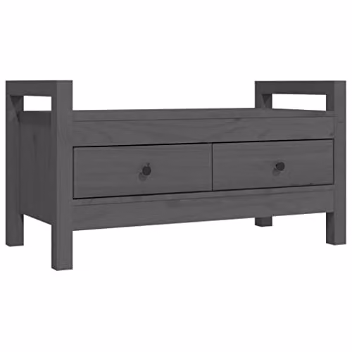 vidaXL Modern Grey Solid Pine Wood Hall Bench and Shoe Rack W/D/H: 80 x 40 x 43 cm – 1
