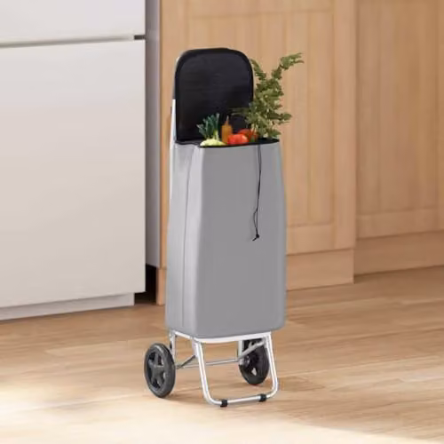 vidaXL Folding Shopping Trolley in Grey, W/D/H: 35 x 28 x 92 cm – 2