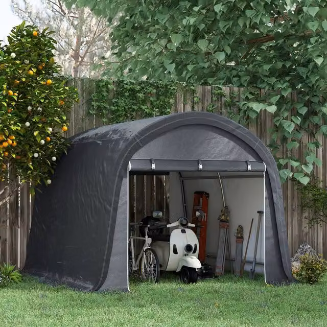 Outsunny Heavy Duty Garden Storage Tent with Double Doors, Grey, W/D/H: 300 x 300 x 235 cm – 7