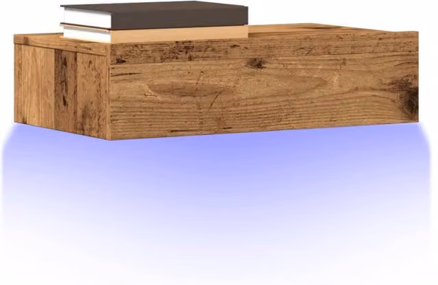 Berkfield Home TV Cabinet with LED Lights in Old Wood Brown, W: 60 cm, D: 35 cm, H: 15.5 cm