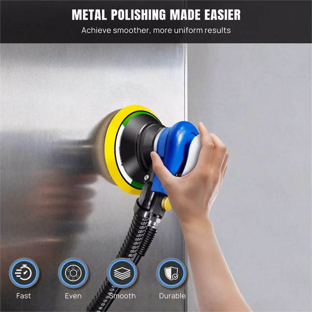 Nordara Blue Pneumatic Air Random Orbital Palm Sander with 150mm Pad and 11000RPM Power Polisher – 6