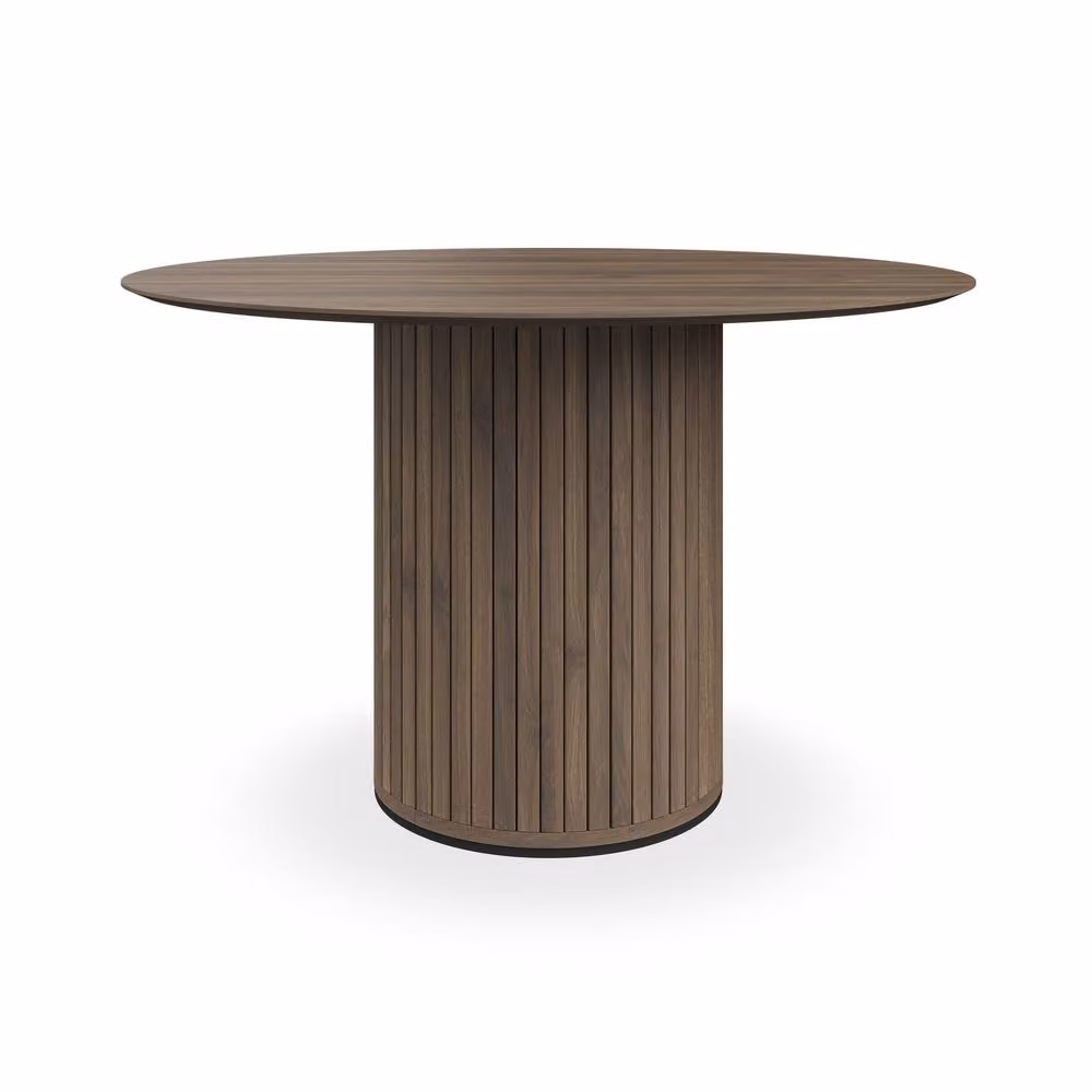 More4Homes Arlo Walnut Round Dining Table and 4 Green Raye Velvet Dining Chairs Set – 2
