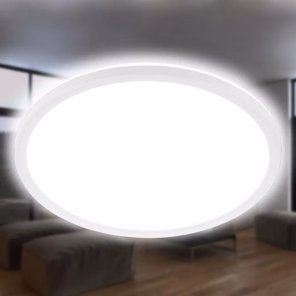 Briloner Leuchten Round LED Ceiling Panel with Backlighting Effect, White, Ø 42 cm, 22 W, 3000 lm, 4000 K – 6