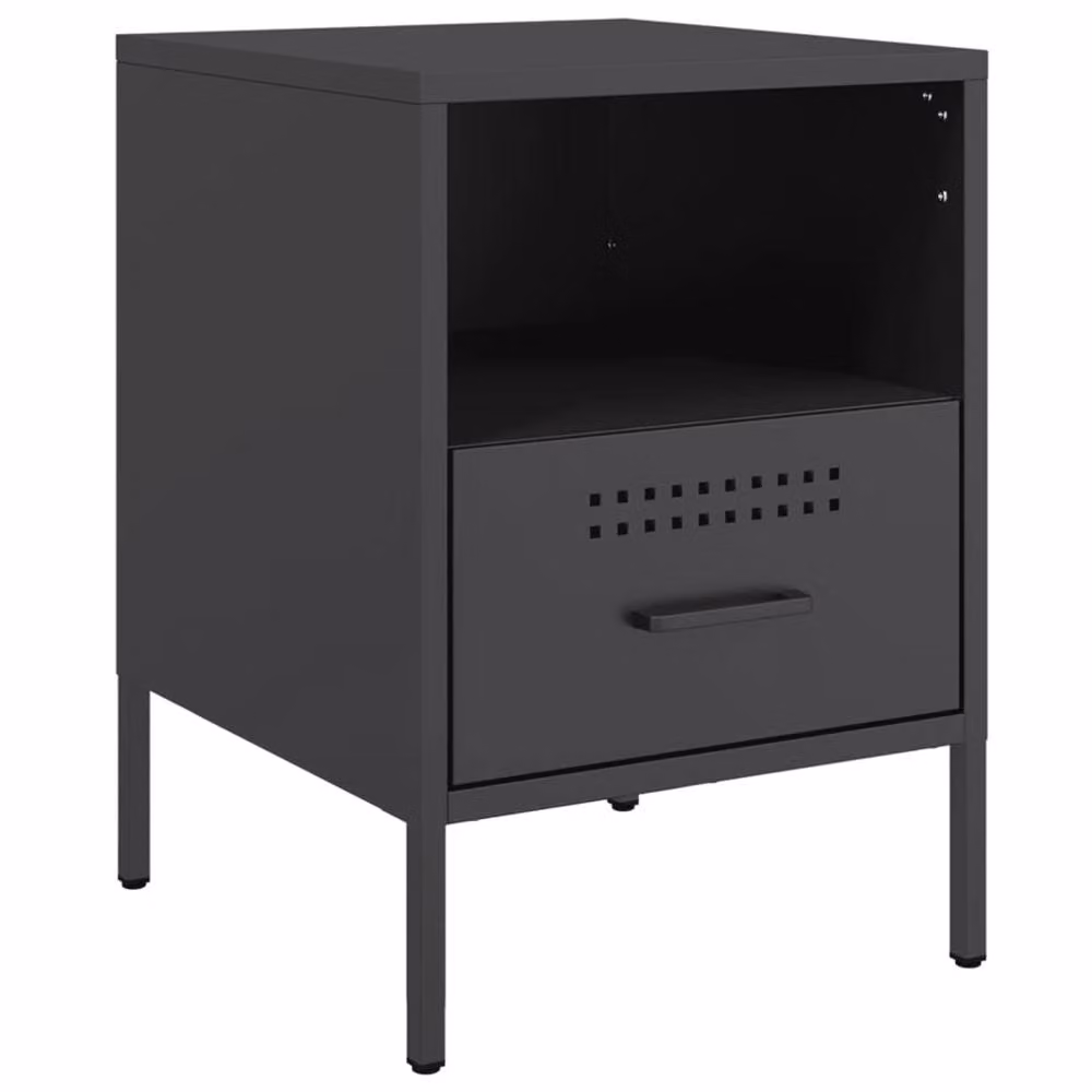 Berkfield Home Set of 2 Sturdy Metal Bedside Cabinets in Black, W/D/H: 36 x 39 x 50.5 cm – 3