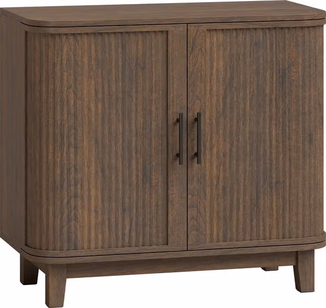 HOMCOM Sideboard Buffet Cabinet in Dark Walnut with 2 Curved Doors and Adjustable Shelf for your Dining Room or Living Room, W: 72.5 cm, D: 40 cm, H: 80 cm – 1