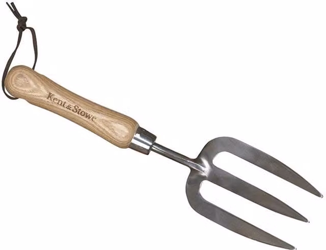 Kent & Stowe Hand Fork in Silver and Multicolour with Wood Handle
