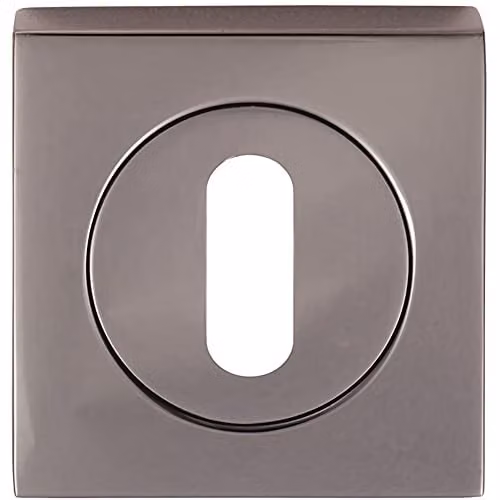 Loops Square Lock Profile Escutcheon in Black Nickel, W: 5.1 cm