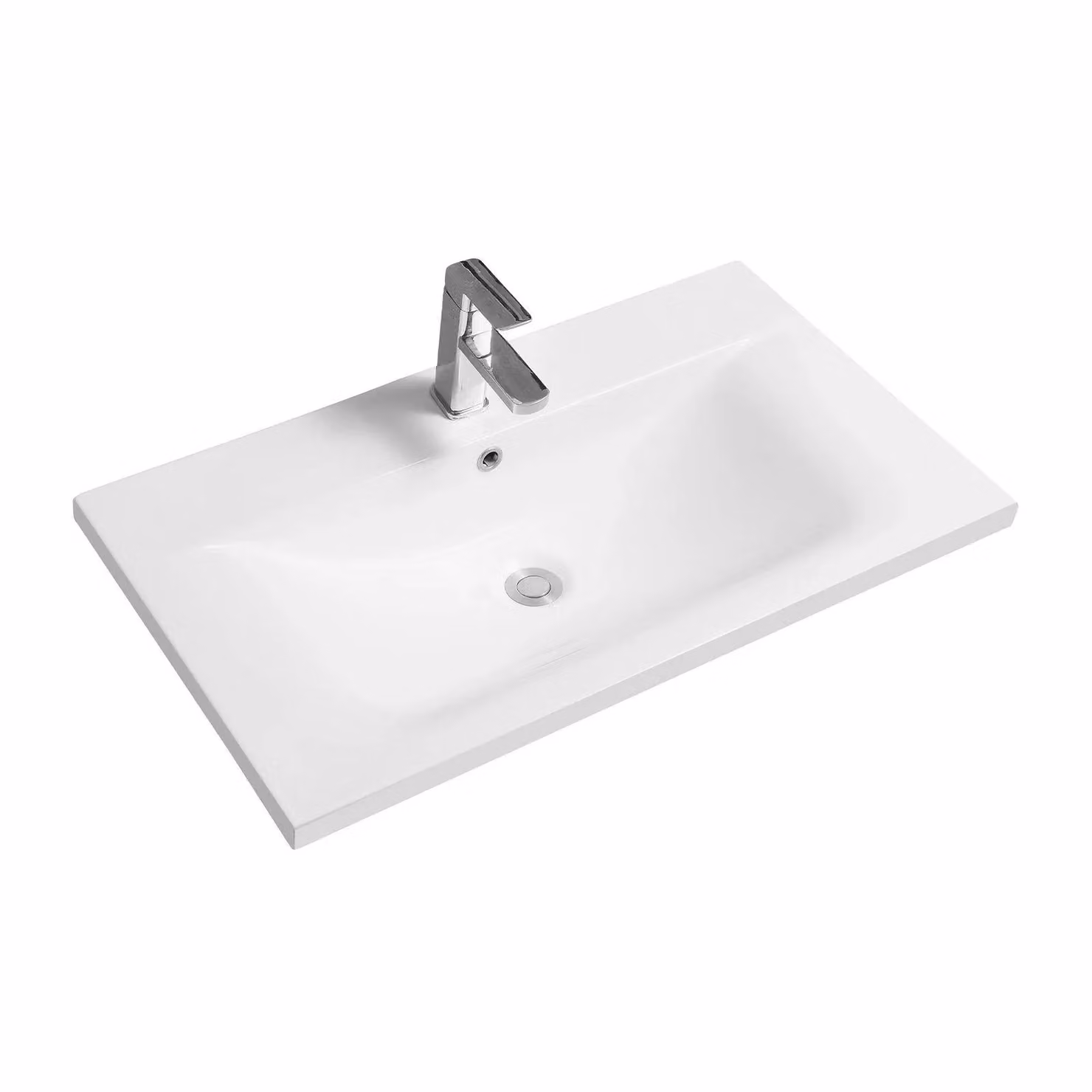 Limoge 5089 White Ceramic Thin-Edge Inset Countertop Basin with Dipped Bowl W: 80 cm, D: 45 cm – 2