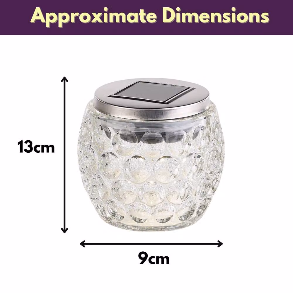 Marco Paul Large Dimpled Glass Solar Garden Lantern with LED Warm White Light and Dusk Sensor in Clear – 2